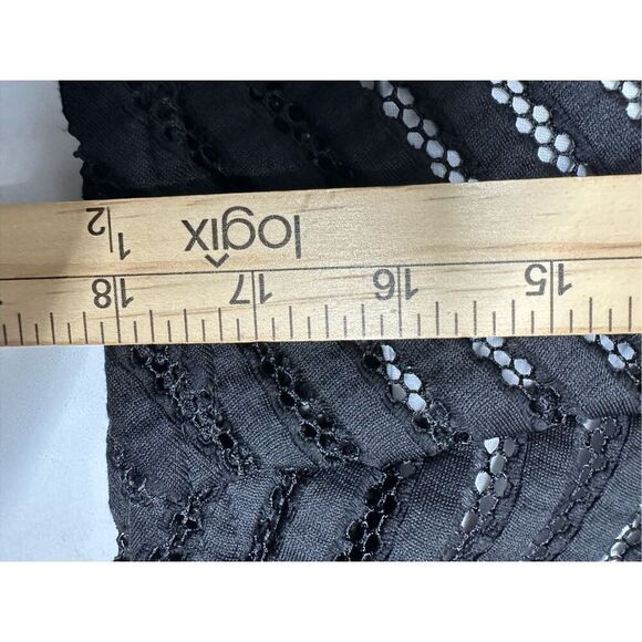 Worthington Women's Size 16P Black Cut Out Stripes Side Zip Short A Line Skirt - Picture 10 of 13